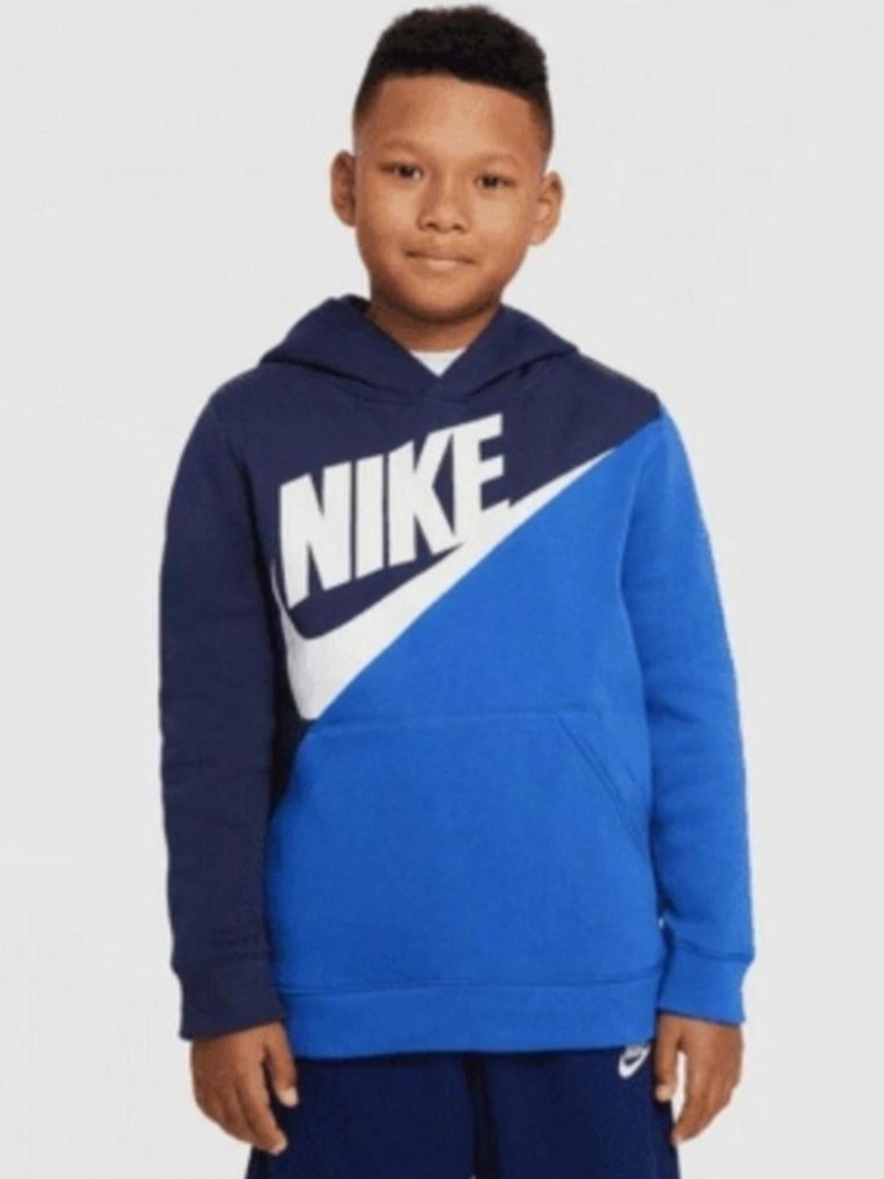 Nike Boys' Navy and Royal Blue Diagonal Logo Hoodie